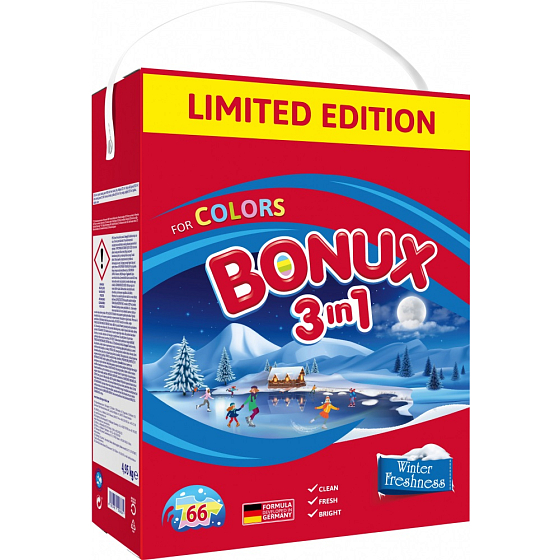 Bonux Color Winter Freshness 3v1 prací prášek na barevné prádlo 66 dávek 4,95 kg