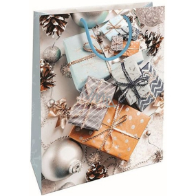 Nekupto Dárková papírová taška 32,5 x 26 x 13 cm Vánoční dárky na sněhu