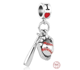 Charm Sterlingové stříbro 925 Baseball I Love 2v1 přívěsek na náramek sport