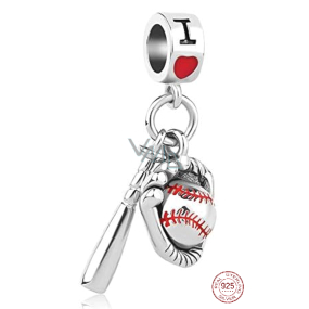 Charm Sterlingové stříbro 925 Baseball I Love 2v1 přívěsek na náramek sport