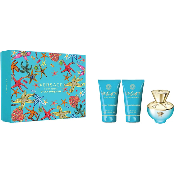 Versace Dylan Turquoise toaletní voda 50 ml + tělový gel 50 ml + sprchový gel 50 ml, dárková sada pro ženy