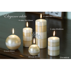 Lima Elegance White svíčka béžová válec 60 x 90 mm 1 kus