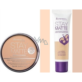 Rimmel London Stay Matte Liquid Mousse make-up 100 Ivory 30 ml + Stay Matte Powder pudr 003 Peach Glow 14 g