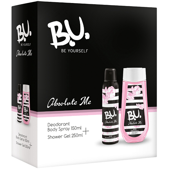 B.U. Absolute Me deodorant sprej pro ženy 150 ml + sprchový gel 250 ml, kosmetická sada