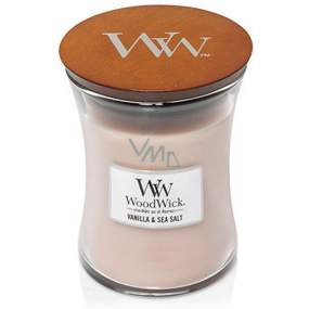 WoodWick Vanilla & Sea Salt - Vanilka a mořská sůl vonná svíčka s dřevěným knotem a víčkem sklo střední 275 g