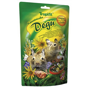 Tropifit Degu Plnohodnotné krmivo s doplňkem kůry a větvíček ovocných stomů pro osmáky 400 g, exp. 02/2026