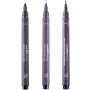 Uni Pin Intense Charcoal Sada kreslících linerů se speciálním inkoustem 0,1/0,5 mm/štětec Tmavě šedá 3 kusy