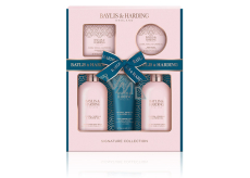 Baylis & Harding Jojoba, vanilka a mandlový olej mycí gel 300 ml + sprchový krém 300 ml + mléko na ruce a tělo 130 ml + toaletní mýdlo 150 g + tělové máslo 100 ml, kosmetická sada pro ženy