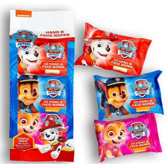 Paw Patrol Tlapková patrola vlhčené ubrousky na ruce a tvář 3 x 10 kusů