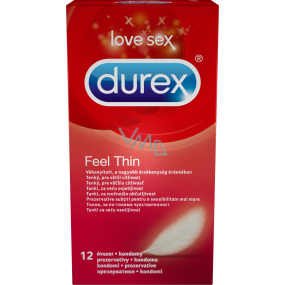 Durex Feel Thin kondom extra jemný pro větší citlivost nominální šířka: 56 mm 12 kusů