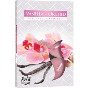 Bispol Aura Vanilla Orchid - Vanilka a orchidej vonné čajové svíčky 6 kusů