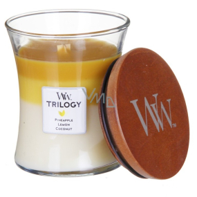 WoodWick Trilogy Fruits of Summer - Plody léta vonná svíčka s dřevěným knotem a víčkem sklo střední 275 g