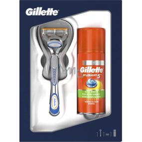 Gillette Fusion5 holicí strojek + Ultra Sensitive gel na holení 75 ml, kosmetická sada pro muže