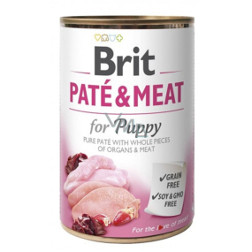 Brit Paté & Meat Kuře a krůta čisté masové paté Kompletní krmivo pro štěňata všech plemen 400 g