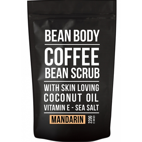 Bean Body Manukový Mandarin tělový peeling z kávových zrn pro muže 220 g