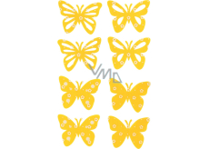Motýl filcový žlutý 6 cm, 8 kusů v sáčku