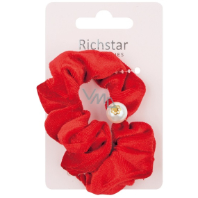 Richstar Accessories Gumička do vlasů sametová s perlou, červená