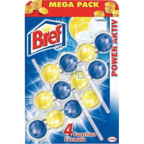 Bref Power Aktiv 4 Formula Lemon WC blok pro hygienickou čistotu a svěžest Vaší toalety, zbarvuje vodu, Mega pack 3 x 50 g