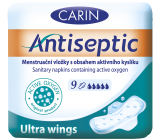 Carin Antiseptic Ultra Wings hygienické vložky s křidélky s obsahem aktivního kyslíku 9 kusů