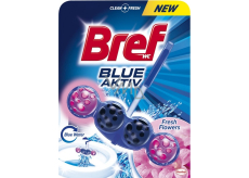 Bref Blue Aktiv Fresh Flowers WC blok pro hygienickou čistotu a svěžest Vaší toalety, obarvuje vodu do modrého odstínu 50 g