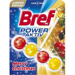 Bref Power Aktiv 4 Formula Merry Christmas červeno-žlutý WC blok pro hygienickou čistotu a svěžest Vaší toalety, zbarvuje vodu 50 g