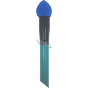 Kosmetický štětec s pěnovou houbičkou modro-černá rukojeť 16 cm 30350-03
