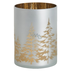 Yankee Candle Winter Trees - Zimní stromy svícen z matného skla, zrcadlový vnitřek na stínohru na střední a velké vonné svíčky Classic 11 x 15 cm