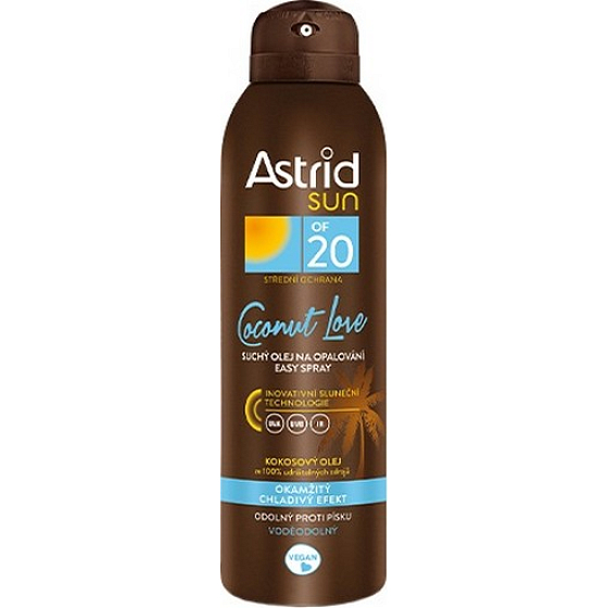 Astrid Sun Easy Coconut Love OF20 Suchý olej na opalování sprej 150 ml
