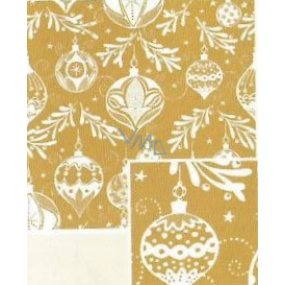 Nekupto Dárkový balicí papír 70 x 200 cm Vánoční Zlatý s bílými baňkami
