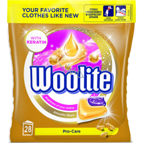 Woolite Pro-Care Keratin gelové kapsle na praní jemného prádla, zjemňuje a chrání vlákna 28 kusů