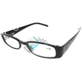 Berkeley Čtecí dioptrické brýle +1,0 černé stranice s kamínky 1 kus MC2154