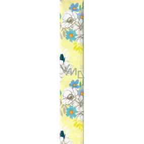 Ditipo Dárkový balicí papír 70 x 200 cm žlutý s modrobílými květy