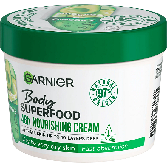 Garnier Body Superfood Avocado tělový krém pro suchou až velmi suchou pokožku 380 ml