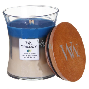 WoodWick Trilogy Nautical Escape - Ráj na pobřeží vonná svíčka s dřevěným knotem a víčkem sklo velká 609,5 g