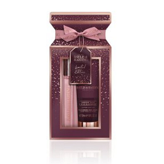 Baylis & Harding Půlnoční švestka a Divoká ostružina parfémovaná voda 12 ml rollerball + krém na ruce 50 ml, dárková sada