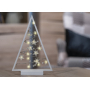 Stromek dřevěný bílý s hvězdičkami 27 x 40 cm s 15 LED světýlky, teplá bílá