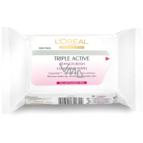 Loreal Paris Triple Active čisticí kapesníky suchá a citlivá pleť 25 kusů