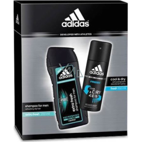 Adidas Cool & Dry Fresh antiperspirant deodorant sprej pro muže 150 ml + Extra Fresh šampon na vlasy 200 ml, kosmetická sada
