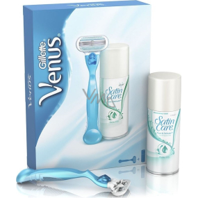Gillette Venus holicí strojek + Satin Care Pure&Delicate gel na holení 75 ml, kosmetická sada pro ženy