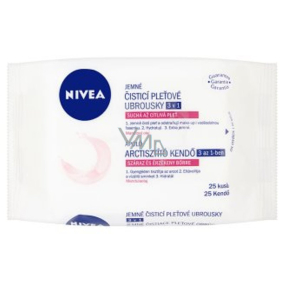 Nivea 3v1 Zklidňující čisticí pleťové ubrousky suchá a citlivá pleť 25 kusů