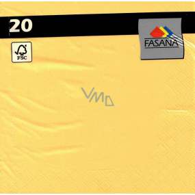 Fasana Papírové ubrousky 3 vrstvé 33 x 33 cm 20 kusů barevné žluté 3 vrstvé