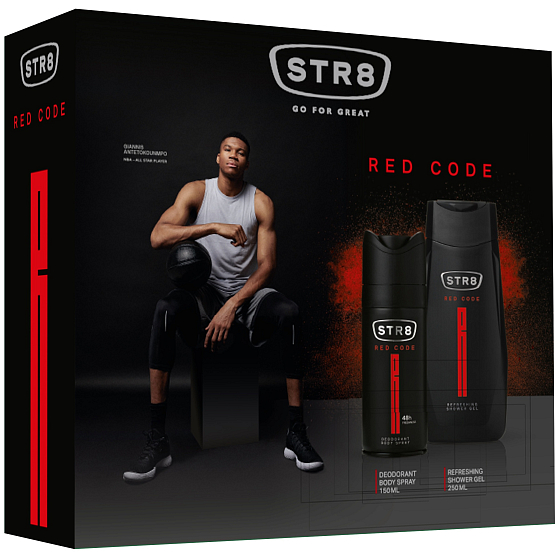 Str8 Red Code deodorant sprej pro muže 150 ml + sprchový gel 250 ml, kosmetická sada