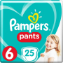Pampers Pants velikost 6, 15+ kg plenkové kalhotky 25 kusů