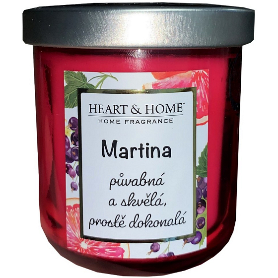 Heart & Home Svěží grep a černý rybíz sójová vonná svíčka se jménem Martina 110 g