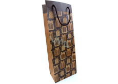 Nekupto Dárková kraftová taška na láhev 15 x 40 cm Vánoční dárky hnědé
