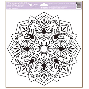 Předloha na adhezní fólii k barvičkám na sklo Mandala kytička 30 x 33,5 cm