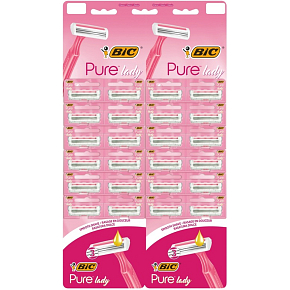 BIC Pure Lady Pink, dámské jednorázové holicí strojky, závěsná karta 24 ks BIC Pure Lady Pink, dámské jednorázové holicí strojky, závěsná karta 24 ks