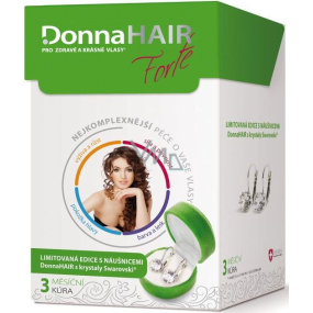 DonnaHair Forte 3 měsíční kúra pro zdravé a krásné vlasy 90 tobolek + náušnicemi Swarovski Elements