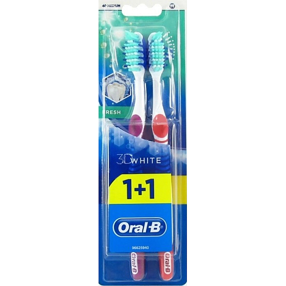 Oral-B 3D White Fresh střední zubní kartáček 1+1 kus