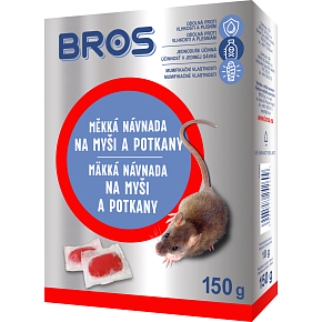 Bros měkká návnada proti myším, krysám a potkanům, 150 g Bros měkká návnada proti myším, krysám a potkanům, 150 g